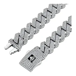 Pulsera Cubana de Plata .925 con Zirconia Pavé 13 mm y 22 cm - Imagen 4