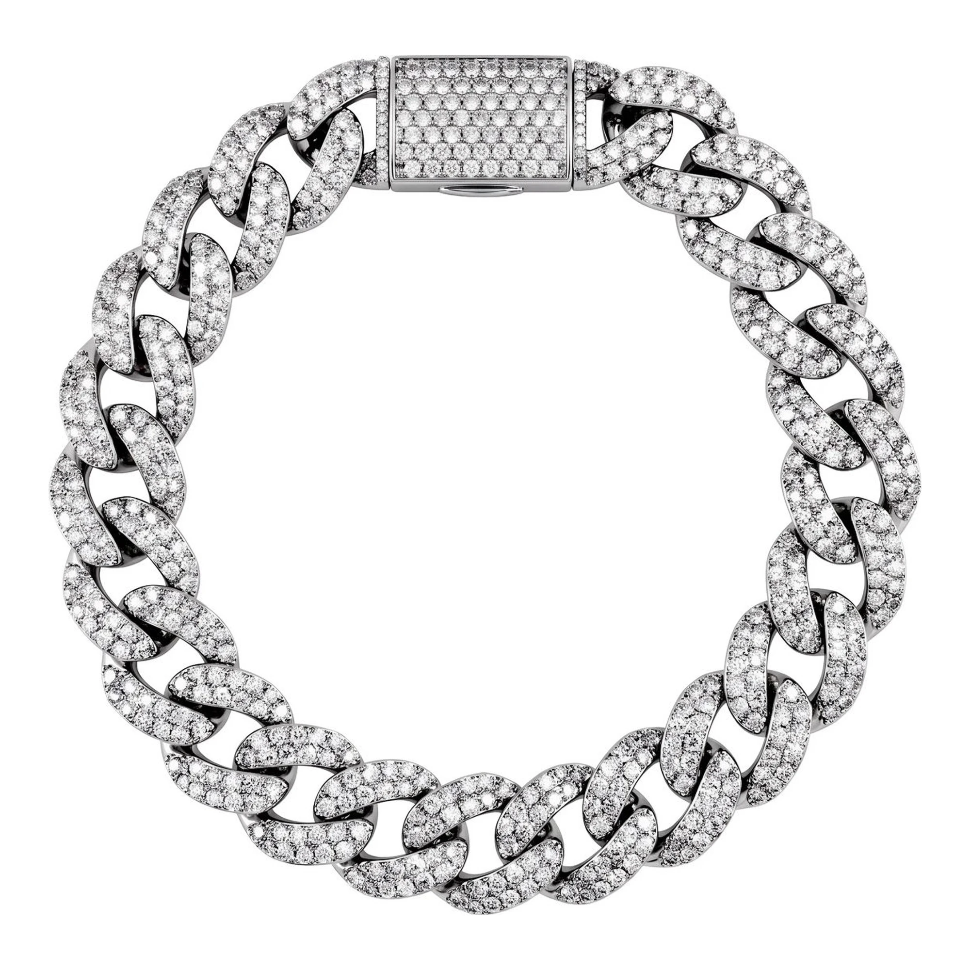 Pulsera cubana para hombre en plata ley .925 full ice con zirconias 13mm - Joyaris joyería fina mexicana