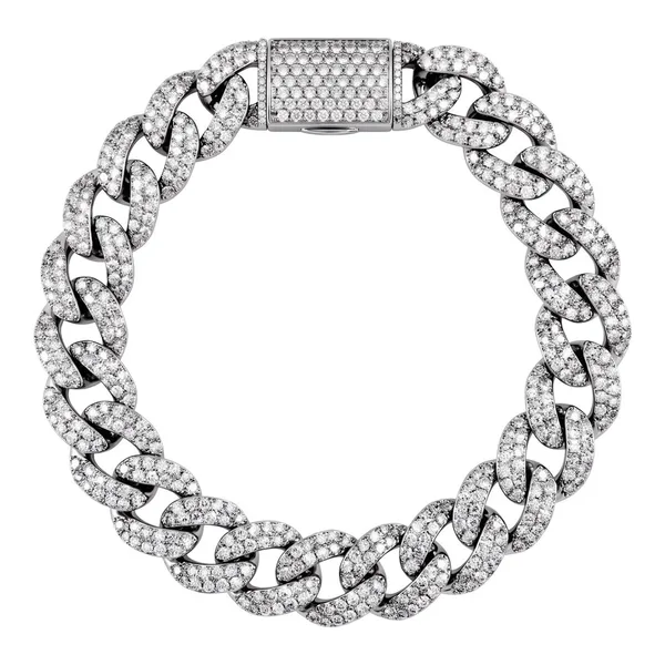 Pulsera cubana para hombre en plata ley .925 full ice con zirconias 13mm - Joyaris joyería fina mexicana