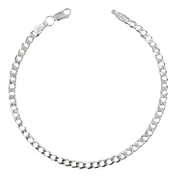 Pulsera Esclava Cadena Cubana Plata Ley .925 Delgada Mujer - Imagen 1