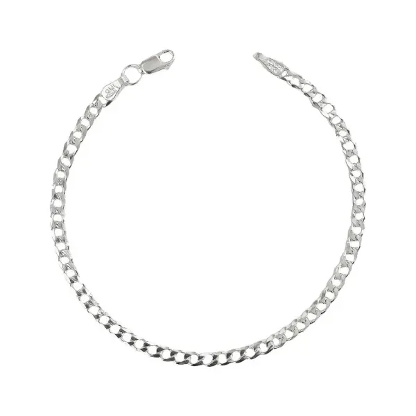 Pulsera Esclava Cadena Cubana Plata Ley .925 Delgada Mujer - Imagen 1