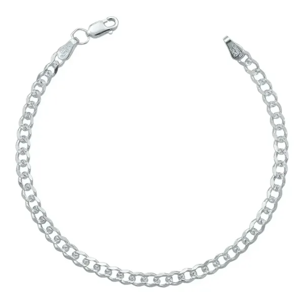 Pulsera Plata .925 Cadena Cubana Diamantada 4mm Unisex 18 cm - Imagen 1