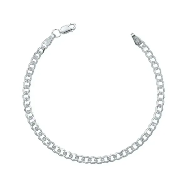 Pulsera Plata .925 Cadena Cubana Diamantada 4mm Unisex 18 cm - Imagen 1