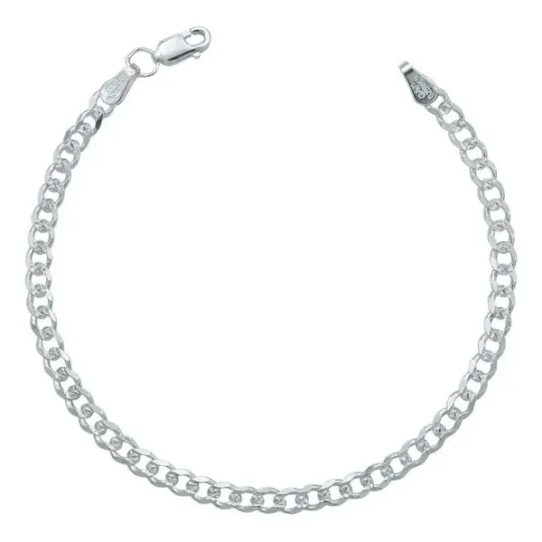 Pulsera Plata .925 Cadena Cubana Diamantada 4mm Unisex 18 cm - Imagen 1