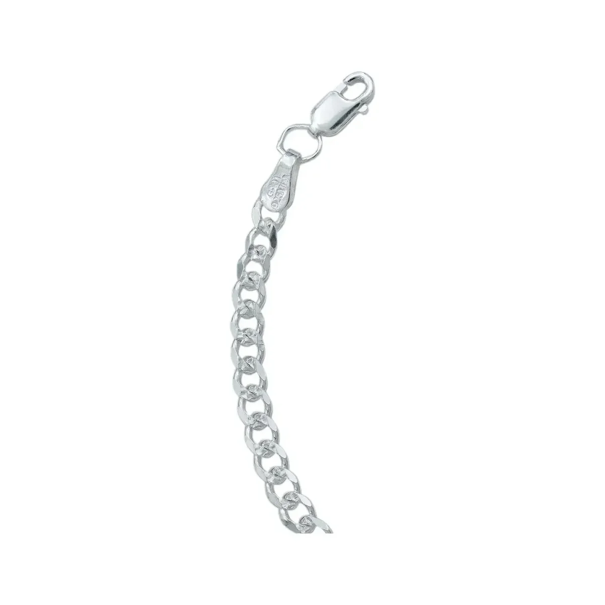 Pulsera Plata .925 Cadena Cubana Diamantada 4mm Unisex 18 cm - Imagen 3
