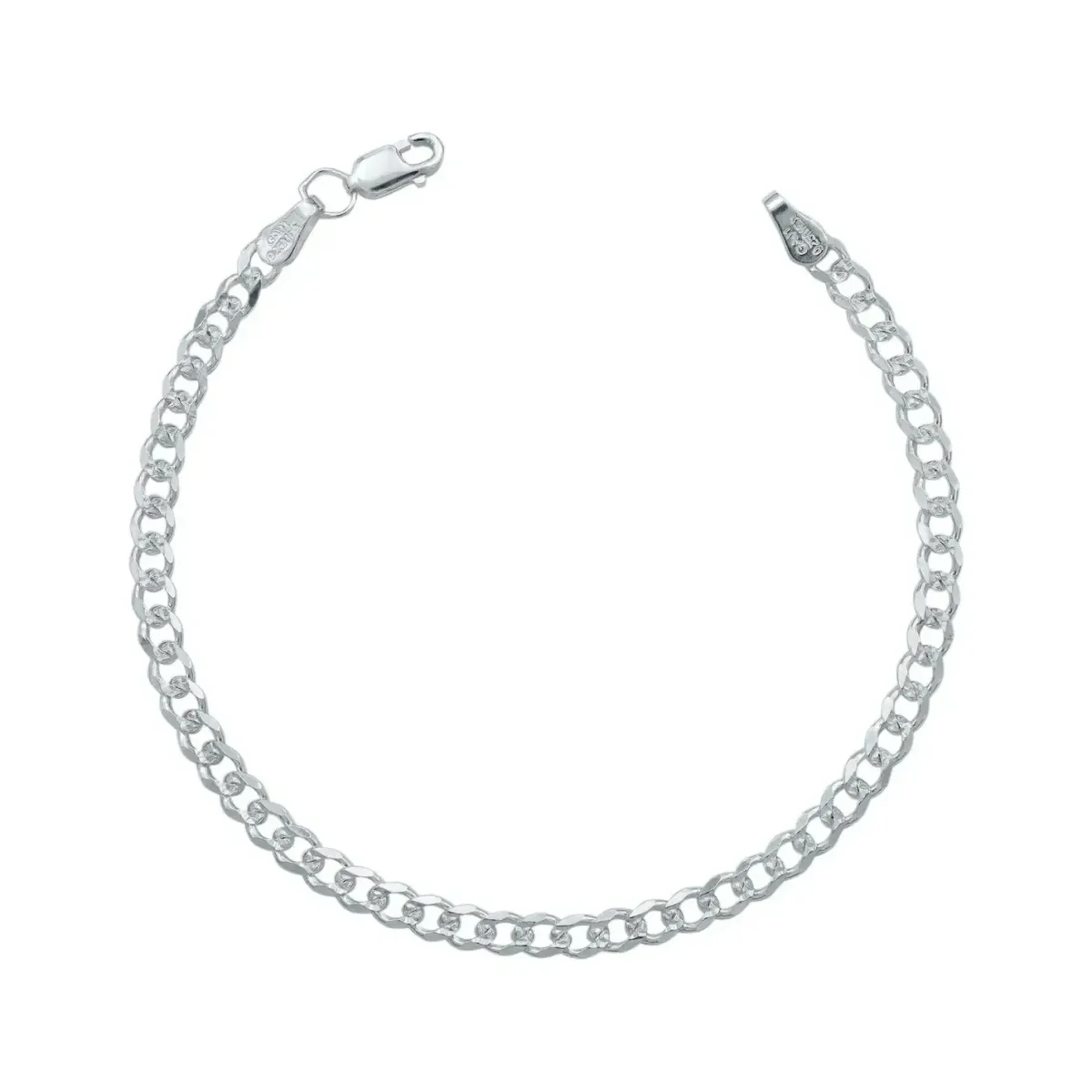 Pulsera Plata .925 Cadena Cubana Diamantada 4mm Unisex 18 cm - Imagen 5