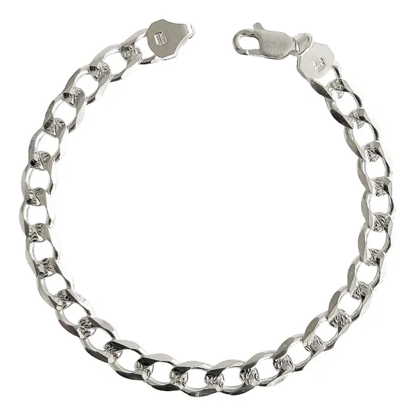 Pulsera de plata .925 plateado esclava cubana diamantada para hombre — Joyaris
