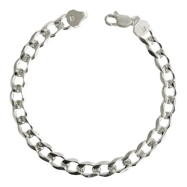 Esclava Hombre Cubana Diamantada Plata .925 7mm 18cm - Imagen 1