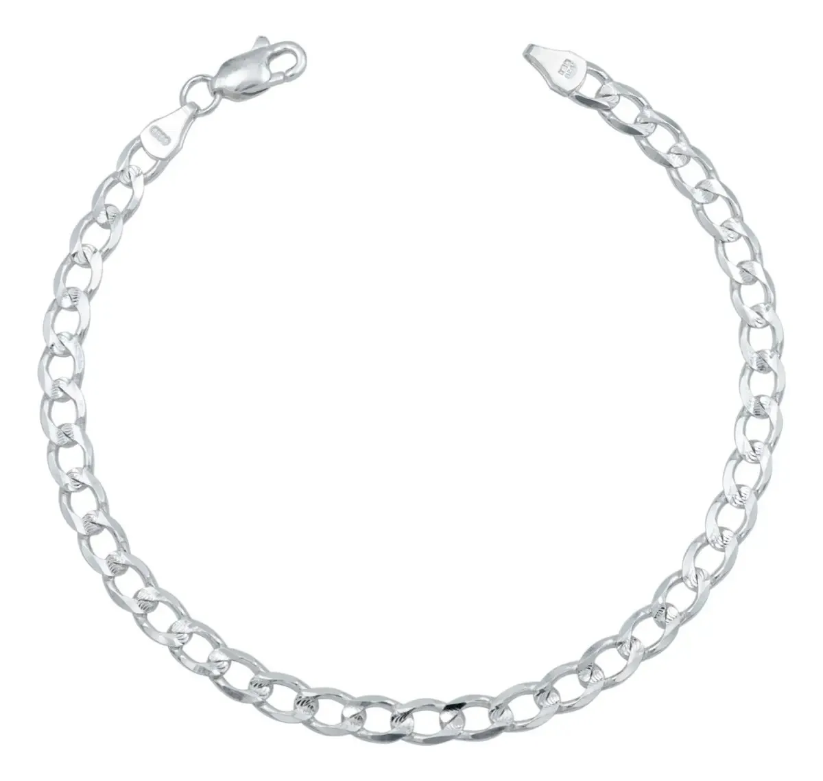 Pulsera de cadena cubana diamantada de Plata .925 para hombre, esclava robusta con eslabones barbados, ideal para un estilo m