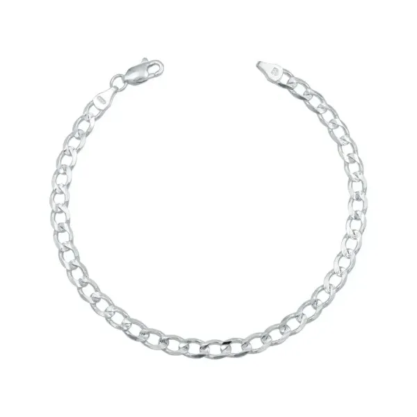 Pulsera Plata 925 Cadena Cubana Diamantada Caballero 21cm - Imagen 1