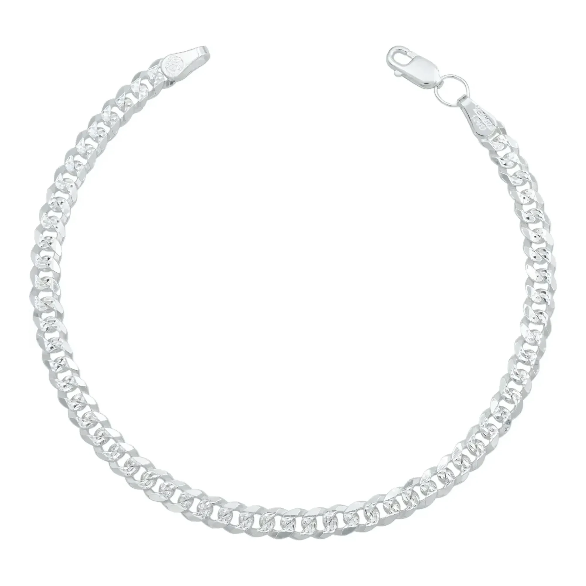 Pulsera Cadena Cubana Diamantada Plata Ley .925 hombre, eslabones robustos brillantes de 21cm, joyería artesanal masculina me