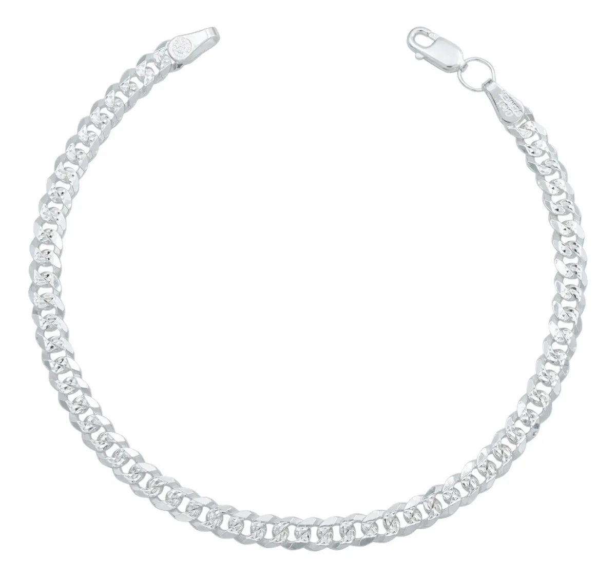 Pulsera Cadena Cubana Diamantada Plata Ley .925 hombre, eslabones robustos brillantes de 21cm, joyería artesanal masculina me