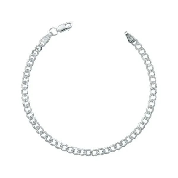 Pulsera Esclava Plata 925 Cubana Diamantada 21cm Unisex - Imagen 1