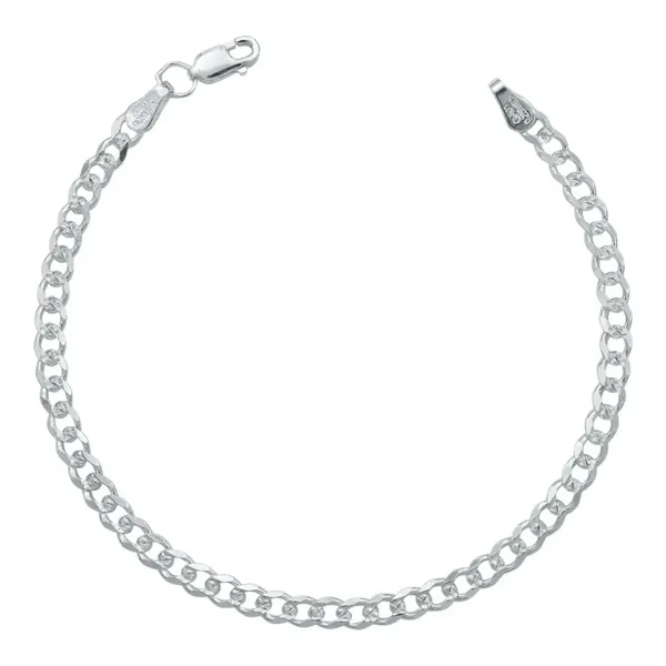 Pulsera Esclava Plata 925 Cubana Diamantada 21cm Unisex - Imagen 1