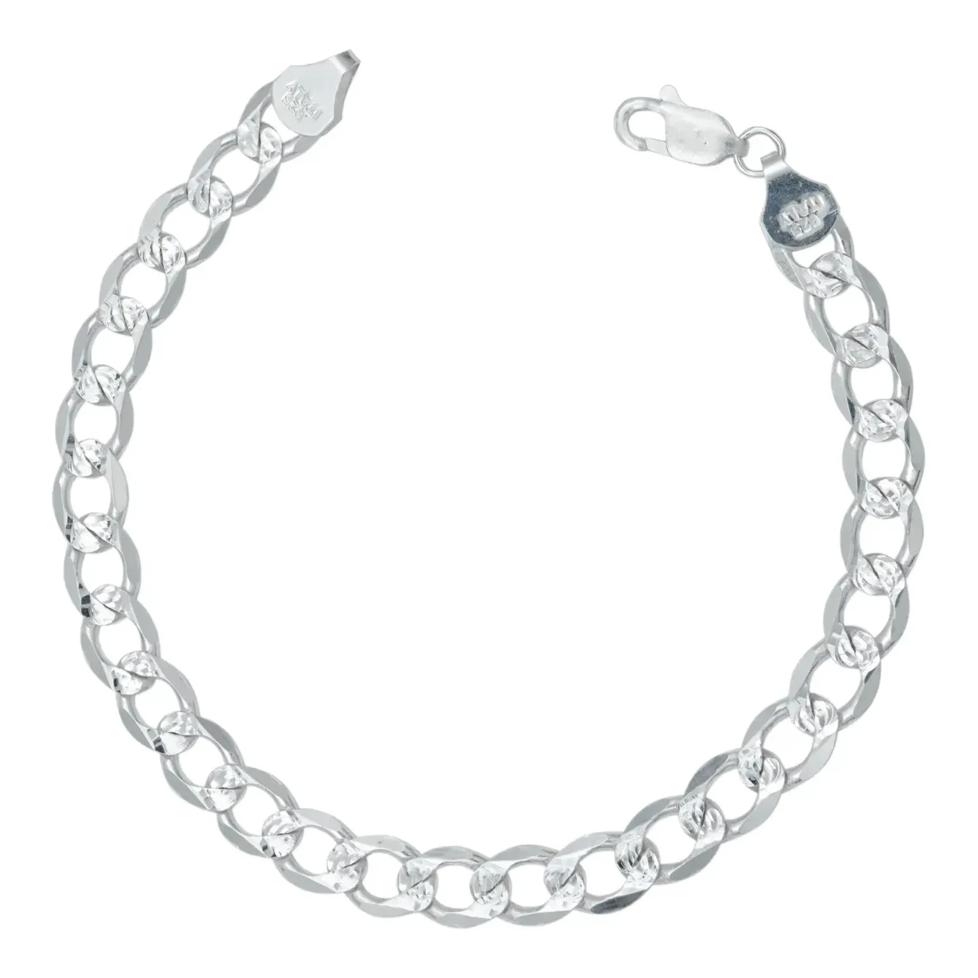 Pulsera cubana plata .925 hombre diamantada, brazalete de eslabones de plata para hombre, estilo italiano, broche perico, 22c