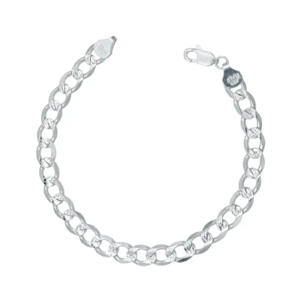 Pulsera Plata .925 Cubana Diamantada Italiana para Hombre 22cm - Imagen 1