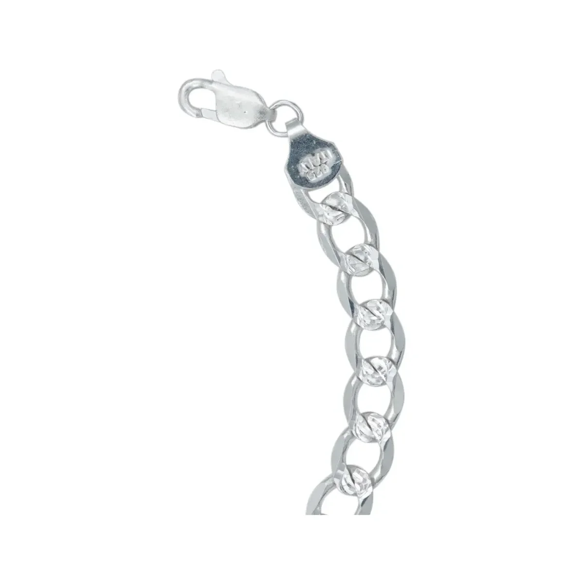 Pulsera Plata .925 Cubana Diamantada Italiana para Hombre 22cm - Imagen 5