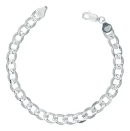Pulsera Plata .925 Cubana Diamantada Italiana para Hombre 22cm - Imagen 1