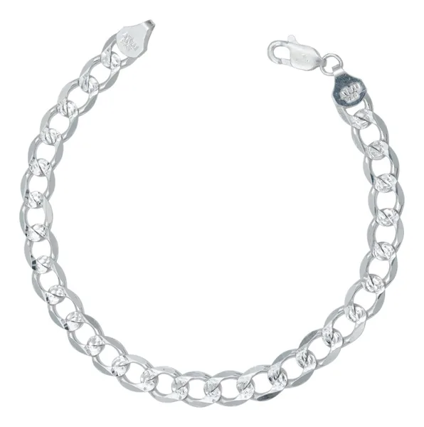 Pulsera Plata .925 Cubana Diamantada Italiana para Hombre 22cm - Imagen 1