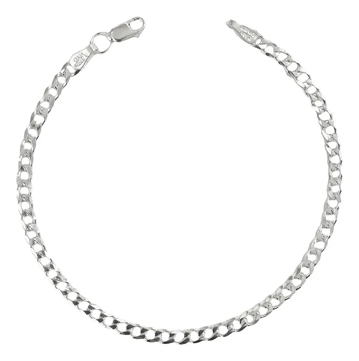Pulsera Esclava Cadena Cubana Plata .925 brillante, diseño clásico de eslabones gruesos. Brazalete ajustable y duradero.