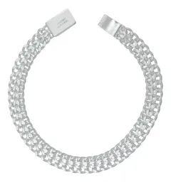Pulsera Plata .925 Cubana Doble Barbada Petatillo para Hombre 18cm - Imagen 1