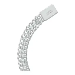 Pulsera Plata .925 Cubana Doble Barbada Petatillo para Hombre 18cm - Imagen 4