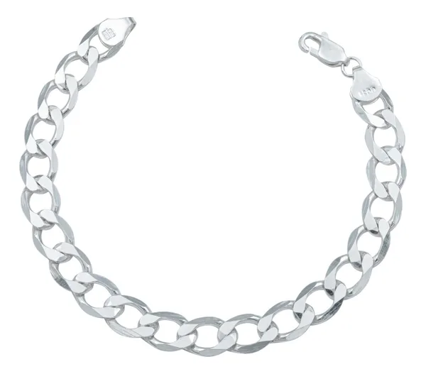 Pulsera de plata .925 plateado gruesa lisa para hombre con broche perico — Joyaris