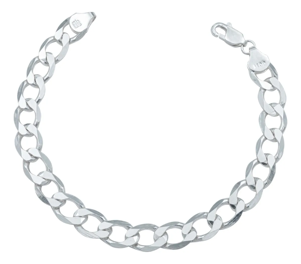 Pulsera plata 925 cadena cubana gruesa 9mm para hombre. Plata ley 925 brillante, diseño chunky barbada, joyería artesanal mex