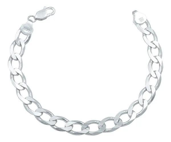 Pulsera de plata .925 plateado cubana gruesa para hombre diseno liso broche perico — Joyaris