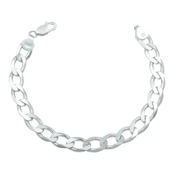 Pulsera de plata .925 plateado cubana gruesa para hombre diseno liso broche perico — Joyaris