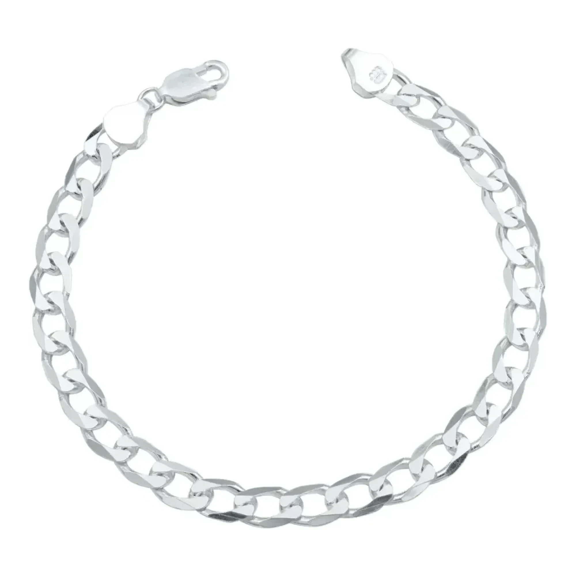 Pulsera cubana plata .925 para hombre eslabón barbado liso de 6 mm con broche perico sobre fondo neutro joyería mexicana