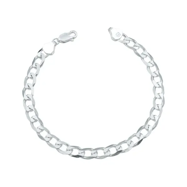 Pulsera de plata .925 cubana gruesa para hombre con broche perico — Joyaris