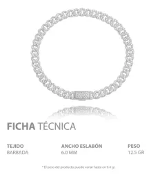 Pulsera Plata .925 Cadena Cubana Miami con Zirconias para Hombre 21cm - Imagen 4