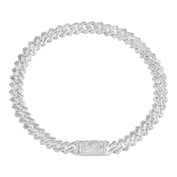 Pulsera Plata 925 Cubana Miami Zirconias Baguette 17.5 cm - Imagen 1