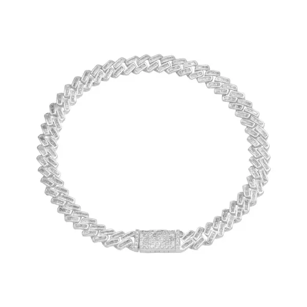 Pulsera Plata 925 Cubana Miami Zirconias Baguette 17.5 cm - Imagen 1