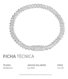 Pulsera Plata 925 Cubana Miami Zirconias Baguette 17.5 cm - Imagen 4