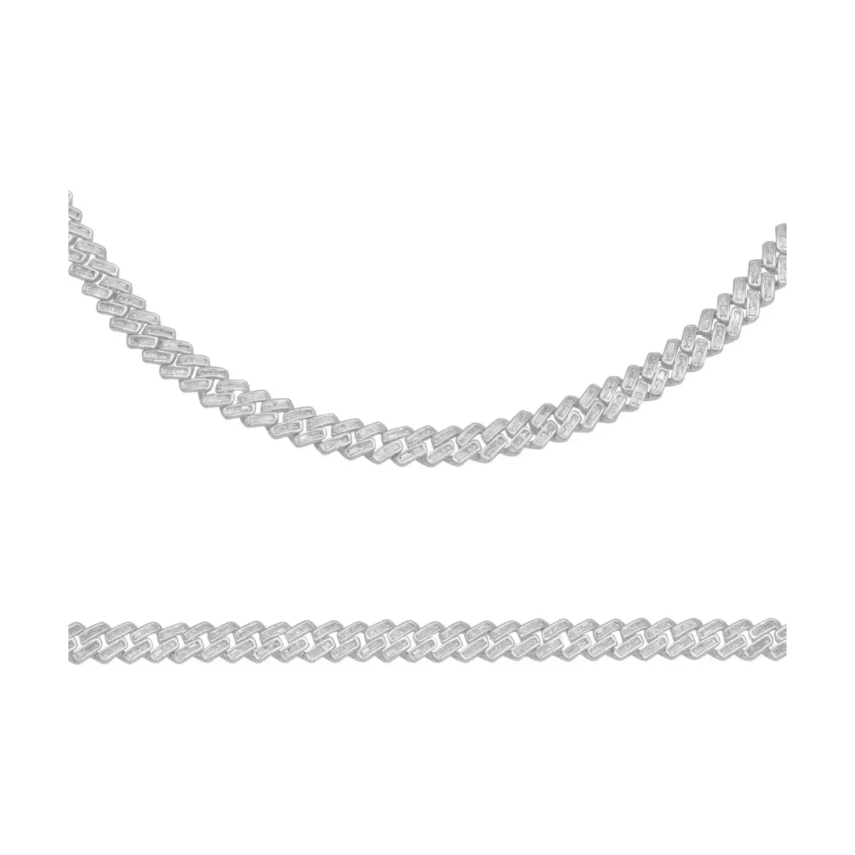 Pulsera Plata 925 Cubana Miami Zirconias Baguette 20cm - Imagen 2