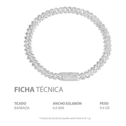 Pulsera Plata 925 Cubana Miami Zirconias Baguette 20cm - Imagen 5