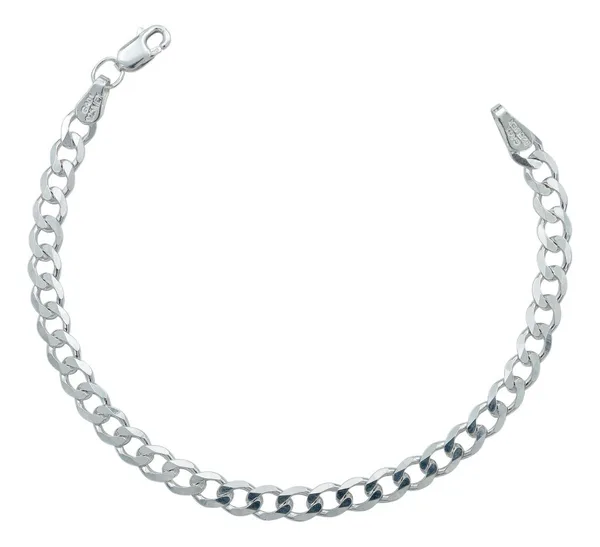 Pulsera de plata .925 plateado cubana abierta barbada ajustable — Joyaris