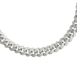 Pulsera Cadena Cubana Plata Ley .925 con Zirconias Unisex - Imagen 2