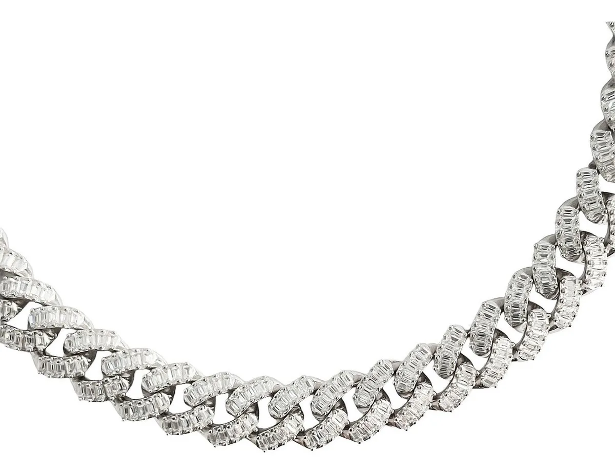 Pulsera de plata .925 plateado zirconias cubana rodizada broche tambor hombre mujer — Joyaris