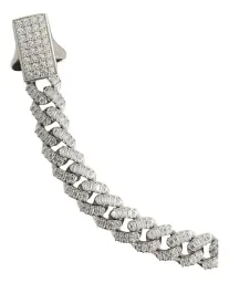 Pulsera Cadena Cubana Plata Ley .925 con Zirconias Unisex - Imagen 3