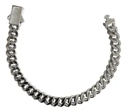 Pulsera Cadena Cubana Plata Ley .925 con Zirconias Unisex - Imagen 5