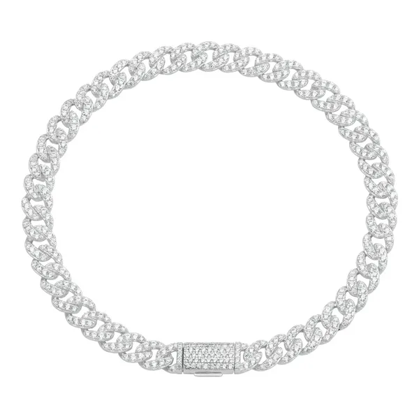 Pulsera de plata .925 blanca zirconias diseno Cubana Miami — Joyaris