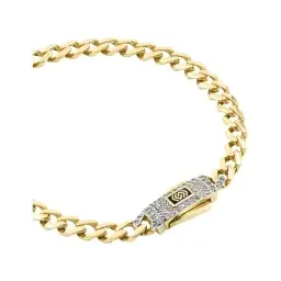 Pulsera Oro 10k Cubana con Zirconias 18cm - Imagen 3