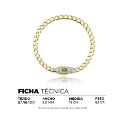 Pulsera Oro 10k Cubana con Zirconias 18cm - Imagen 7