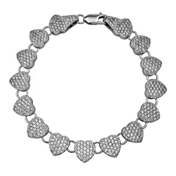 Pulsera de Plata .925 Corazones con Zirconia Pavé 8 mm 19 cm - Imagen 1