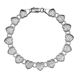 Pulsera de Plata .925 Corazones con Zirconia Pavé 8 mm 19 cm - Imagen 2