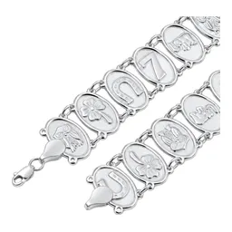Pulsera de la Suerte de Plata .925 con Búho Trébol Herradura 19 cm Talla 19 - Imagen 2