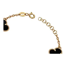 Pulsera de Oro 10k Trébol Ónix Negro Ajustable 18 a 20 cm - Imagen 3